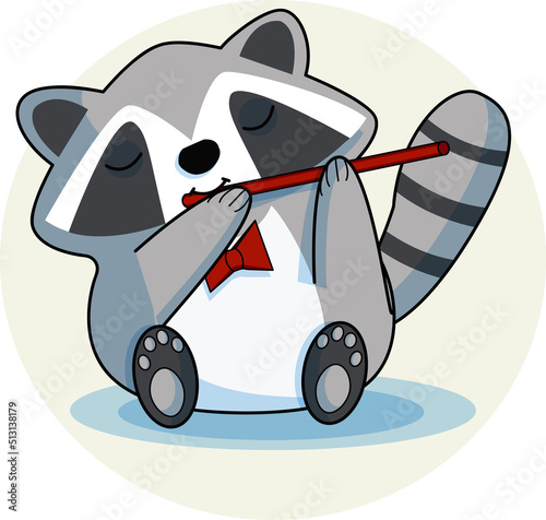 Baby raccoon with flute
