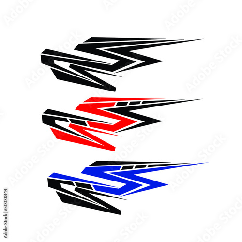 racing car body sticker design vector. car modification sticker
