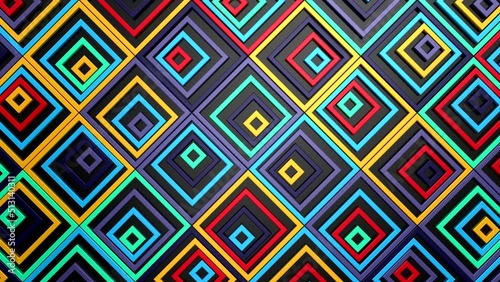 Animated Rectangles Background. Abstract motion, loop, 3d rendering, 4k resolution
