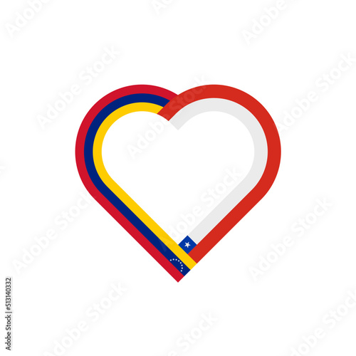 unity concept. heart ribbon icon of venezuela and chile flags. vector illustration isolated on white background