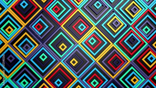 Animated Rectangles Background. Abstract motion, loop, 3d rendering, 4k resolution
