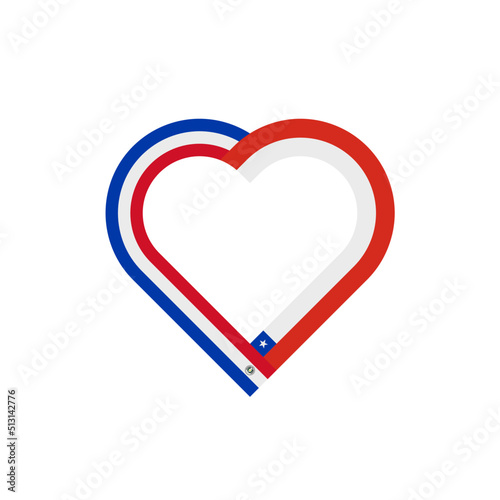 unity concept. heart ribbon icon of paraguay and chile flags. vector illustration isolated on black background