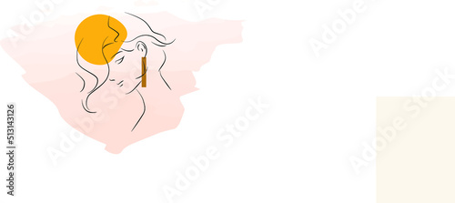 WomanAbstractOne FaceLine DrawingPortret simple style continuous line.