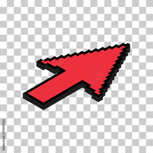 Arrow isometric pixel icon, web cursor click mouse symbol, computer pointer vector illustration