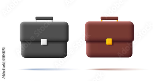 3d icon of briefcase in black and brown colors. Vector illustration photo