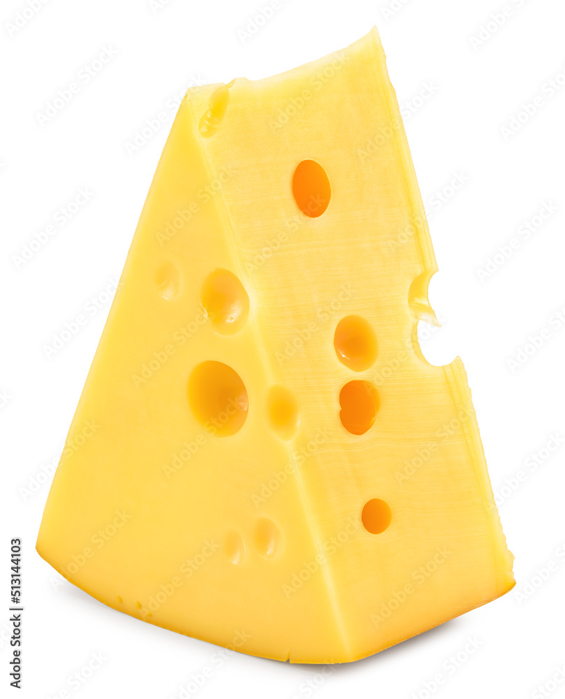 Cut of cheese isolated on a white background. Clipping path and full depth of field Cut of cheese isolated on a white background. Clipping path and full depth of field