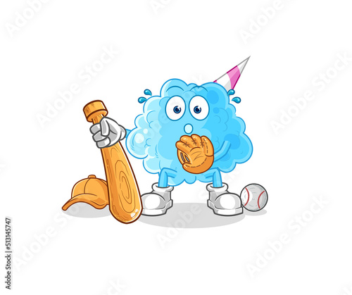 cotton candy baseball Catcher cartoon. cartoon mascot vector