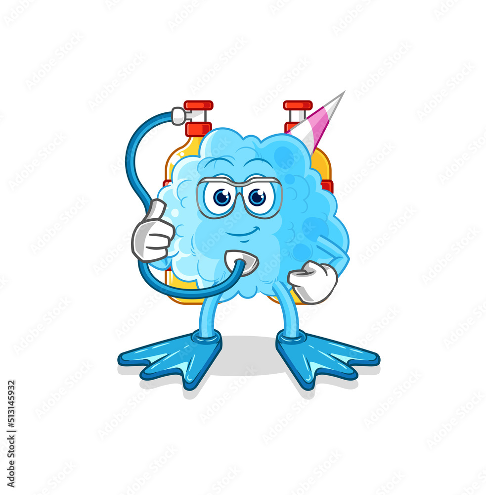 cotton candy diver cartoon. cartoon mascot vector