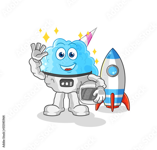 cotton candy astronaut waving character. cartoon mascot vector © dataimasu