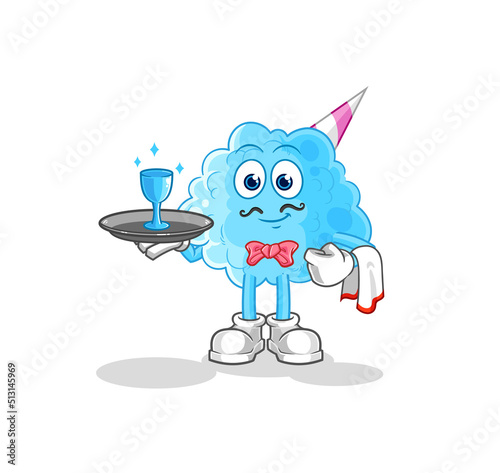 cotton candy waiter cartoon. cartoon mascot vector