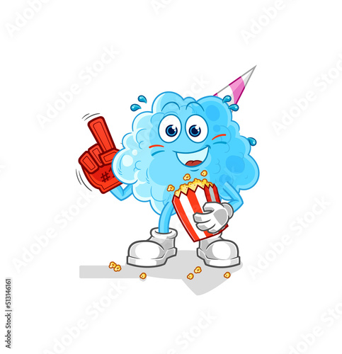 cotton candy fan with popcorn illustration. character vector