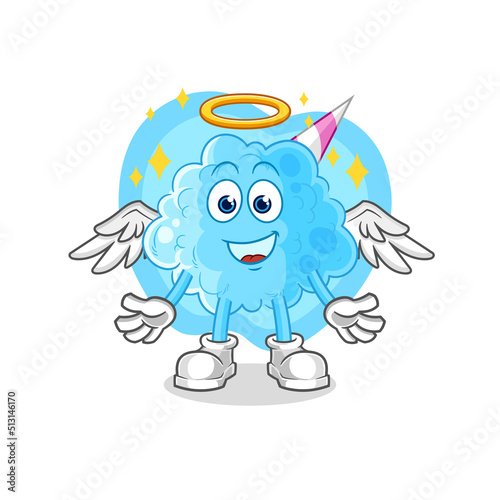 cotton candy angel with wings vector. cartoon character