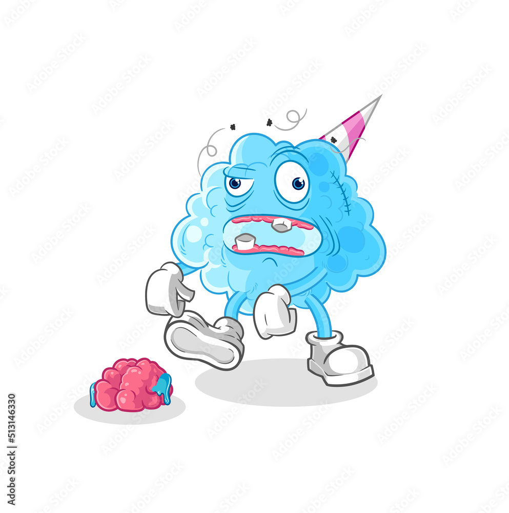 cotton candy zombie character.mascot vector
