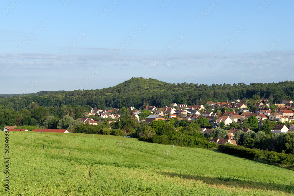 Hills and Jouy village in Ile-De-France region