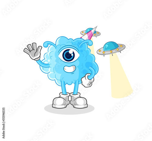 cotton candy alien cartoon mascot vector