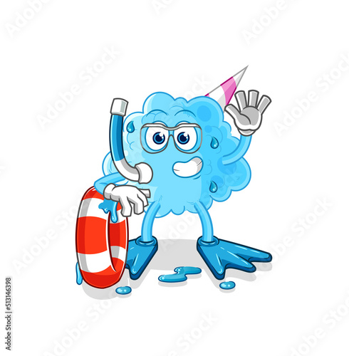 cotton candy swimmer with buoy mascot. cartoon vector
