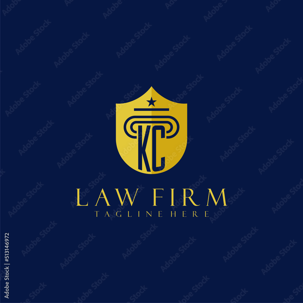 KC initial monogram elegant lawfirm logo with pillar and shield image ...