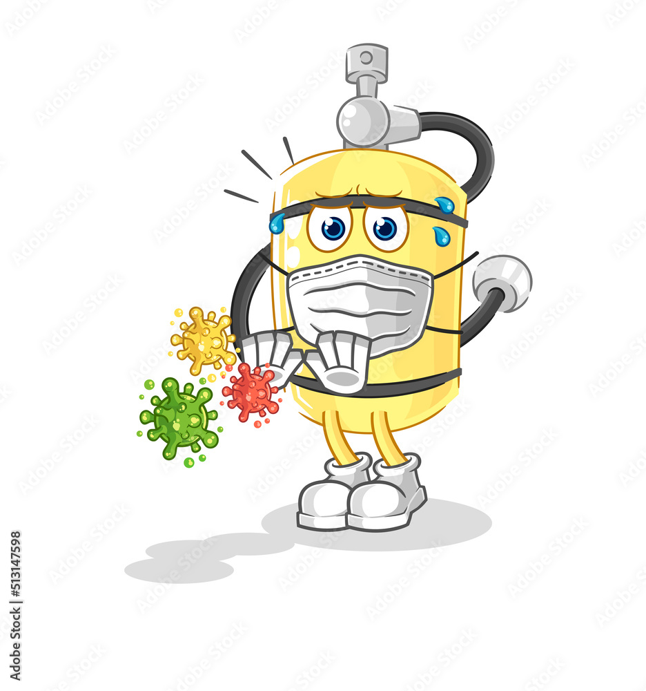 Obraz premium diver cylinder refuse viruses cartoon. cartoon mascot vector