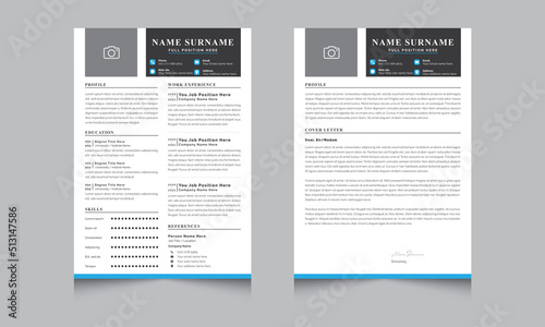 Minimalist Resume Layout, Clean Resume CV Template Cover Letter design