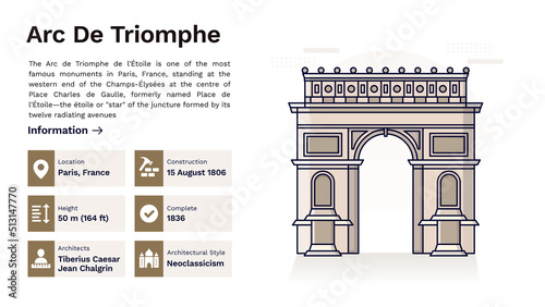The Heritage of Arc De Triomphe Monumental Design-Vector Illustration