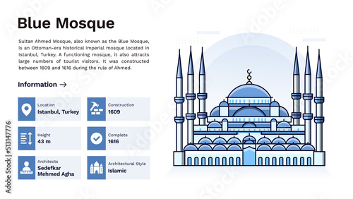 The Heritage of Blue Mosque Monumental Design-Vector Illustration