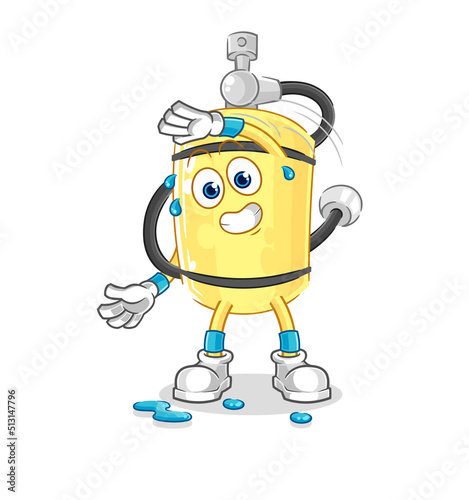 diver cylinder stretching character. cartoon mascot vector