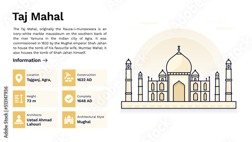 The Heritage of Taj Mahal Monumental Design-Vector Illustration