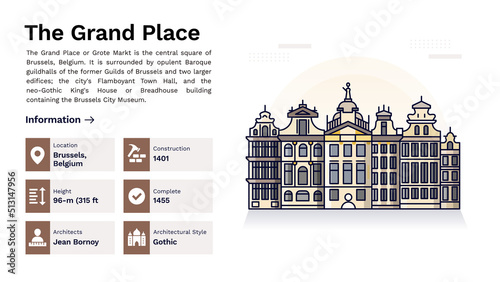 The Heritage of The Grand Place Brussels Monumental Design-Vector Illustration