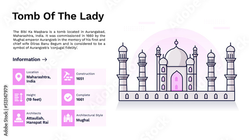 The Heritage of Tomb of the lady Monumental Design-Vector Illustration
