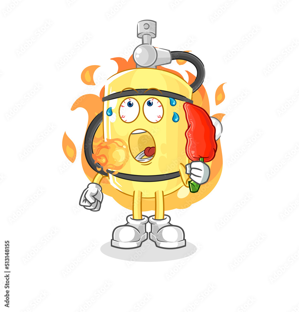 diver cylinder eat hot chilie mascot. cartoon vector