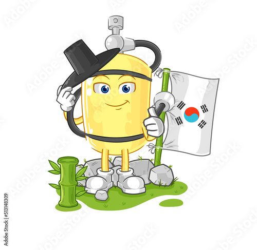 diver cylinder korean character. cartoon mascot vector