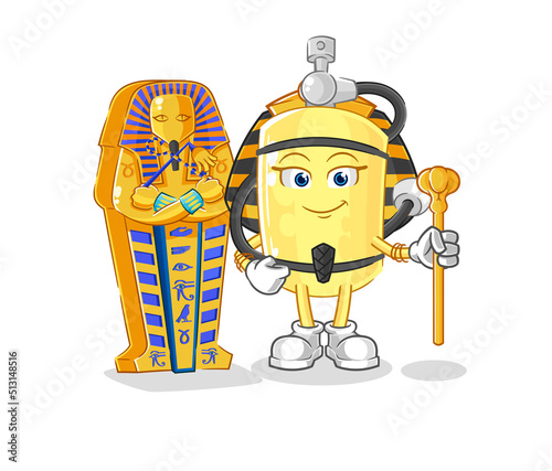 diver cylinder ancient egypt cartoon. cartoon mascot vector photo