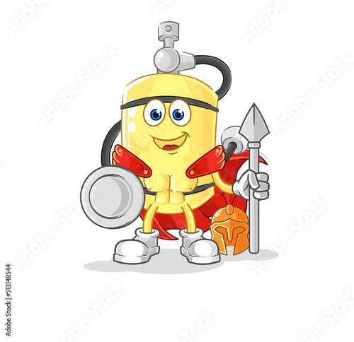 diver cylinder spartan character. cartoon mascot vector