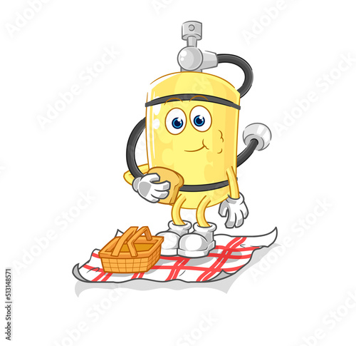 diver cylinder on a picnic cartoon. cartoon mascot vector