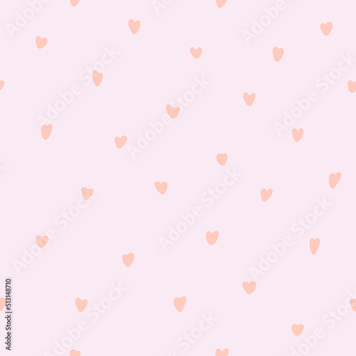 Simple vector seamless pattern with pink hearts on white background. For wallpapers, fabric and textile print, gift and wrapping paper, decoration and invitation, pattern fills or web page background.