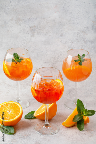 3 Great cocktail in glass with fruit on background on textured background
