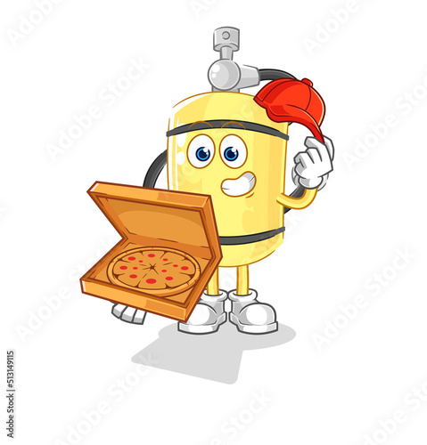 diver cylinder pizza delivery boy vector. cartoon character