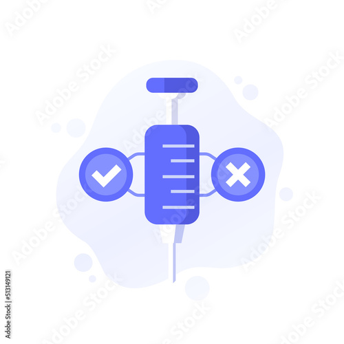 Pros and cons of vaccination icon, vector design