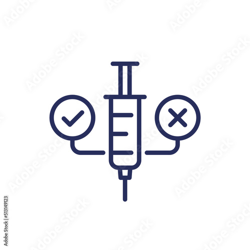 Pros and cons of vaccination line icon