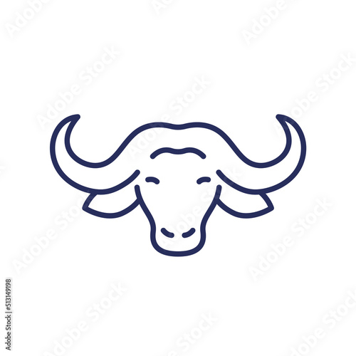 African buffalo bull line icon