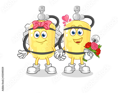 diver cylinder wedding cartoon. cartoon mascot vector