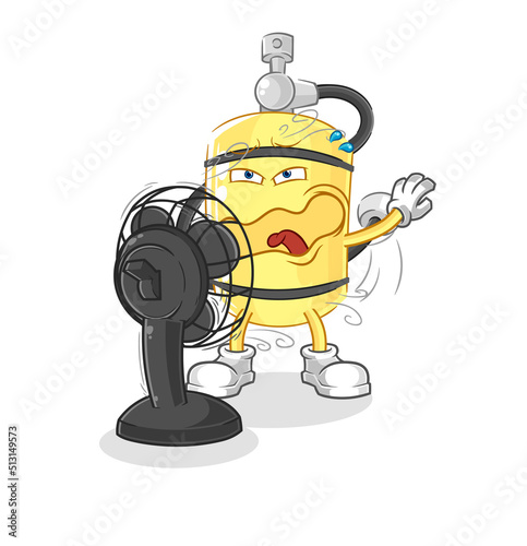 diver cylinder with the fan character. cartoon mascot vector