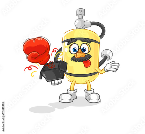 diver cylinder prank glove in the box. cartoon mascot