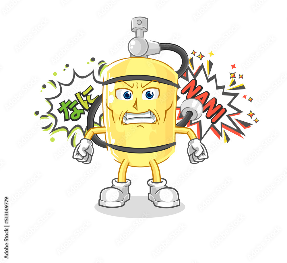 diver cylinder anime angry vector. cartoon character diver cylinder anime angry vector. cartoon character