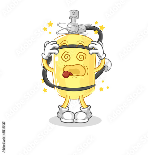 diver cylinder dizzy head mascot. cartoon vector