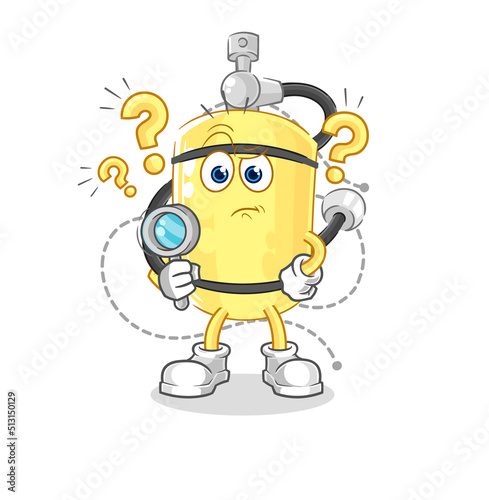 diver cylinder searching illustration. character vector