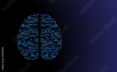 illustration brain in blue colors