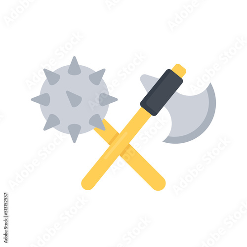 Mace and Axe vector flat icon for web isolated on white background EPS 10 file