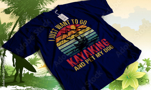 Kayaking summer cool t-shirt design