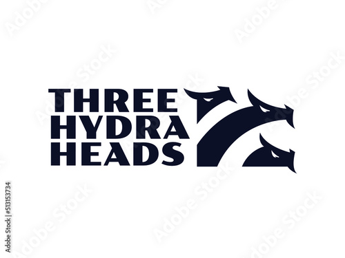 hydra logo. Three heads black hydra silhouette icon design vector illustration